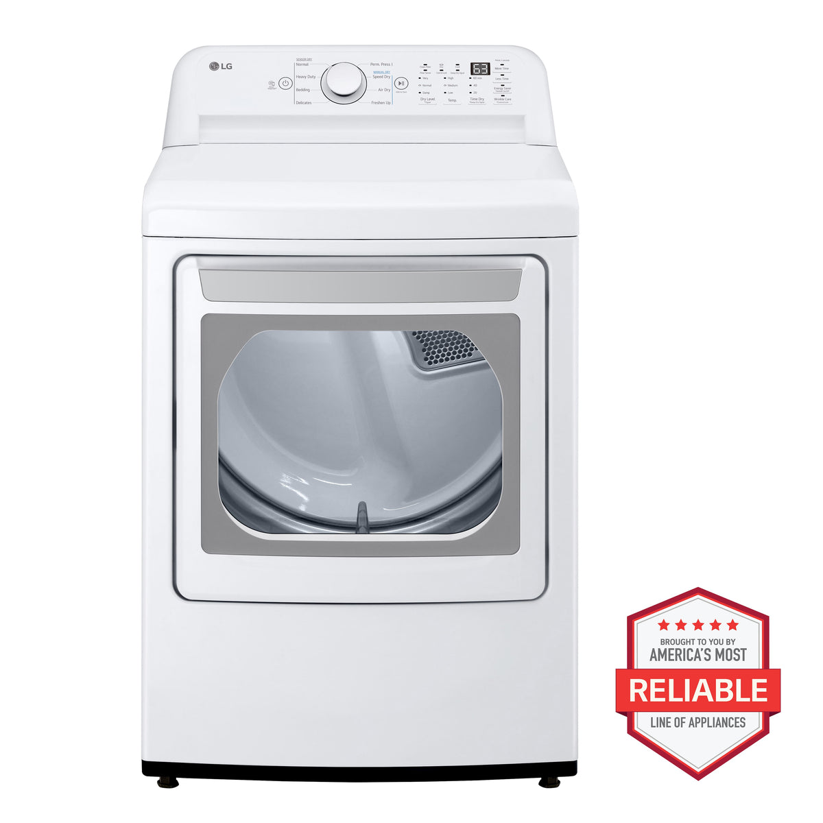LG - 7.3 Cu. Ft. Ultra Large Rear Control Electric Dryer with Sensor Dry and LoDecibel Quiet Operation - White