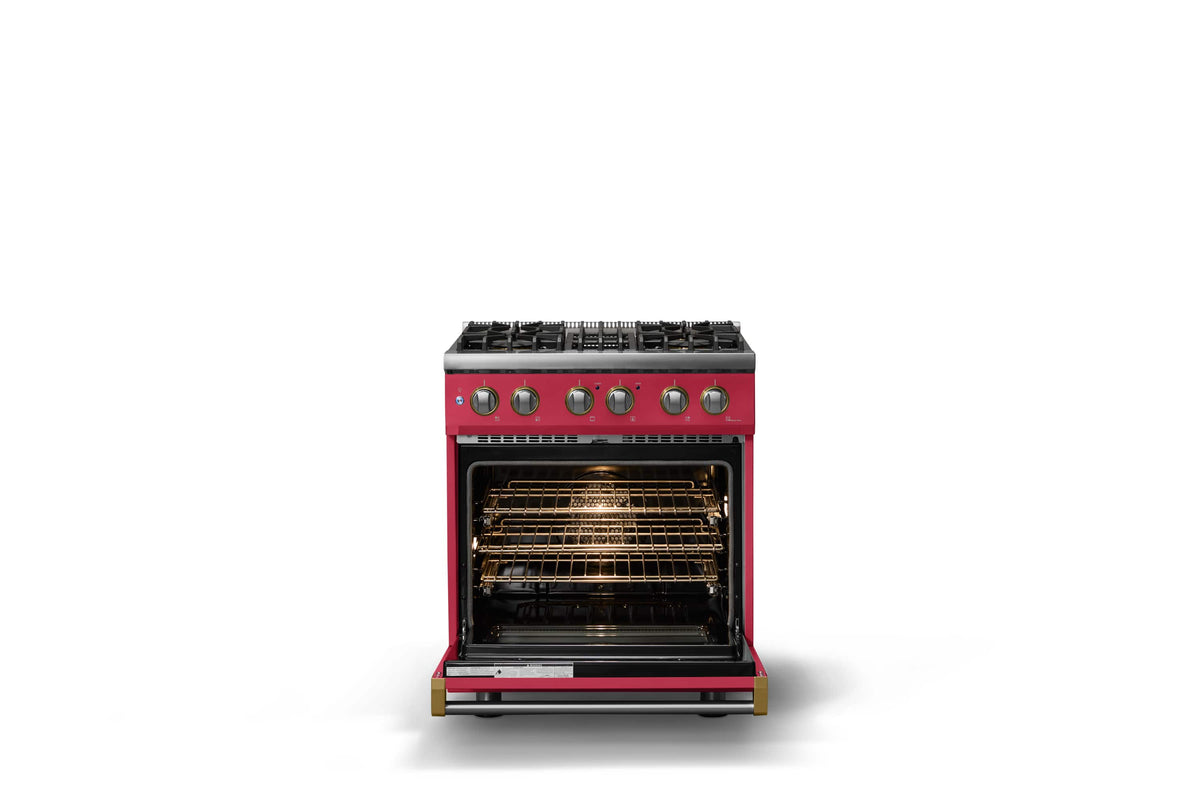 Viking - 30"W. 4 Burner Pro5S 4.7 Cu. Ft. Freestanding Sealed Dual Fuel Convection LP Range-Valentine/Brushed Brass - Valentine