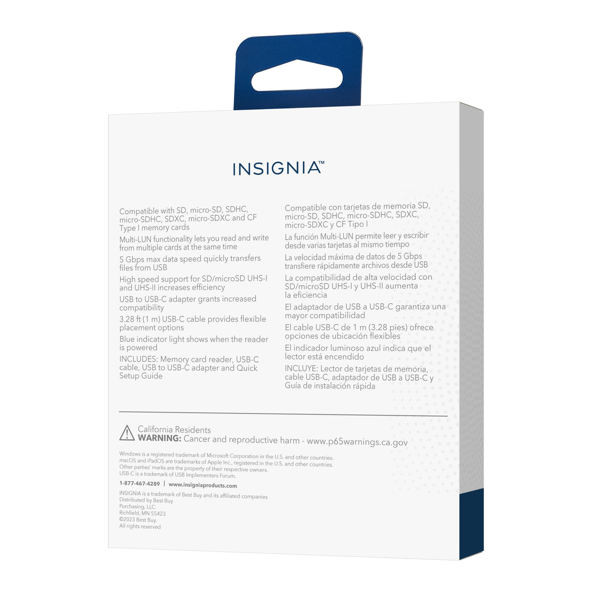 Insignia™ - USB-C to SD, microSD and CompactFlash Memory Card Reader - Black