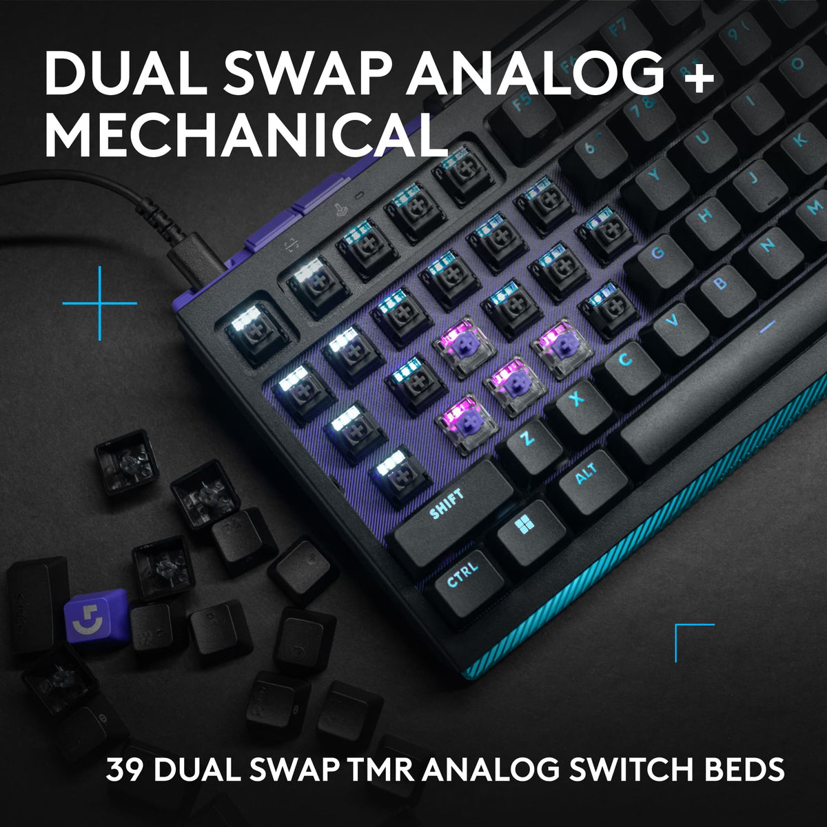 Logitech - G512 X 75 Tenkeyless DUAL SWAP Hot-Swappable TMR Analog / Mechanical Gaming Keyboard for PC, Mac with LIGHTSYNC RGB - Black