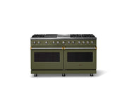 Viking - 60"W. 8 Burner Pro 5 Series 9.4 Cu. Ft. Freestanding Sealed LP Dual Fuel ConvectionRange with Brushed Brass Trim - Martini