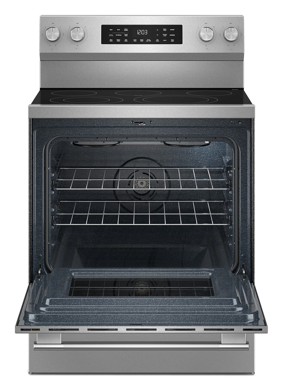 KitchenAid - 30 in. Wide 5 elements 5.3 cu. ft. Smart Freestanding Electric Range with Convection Cooking Modes - PrintShield Stainless Finish