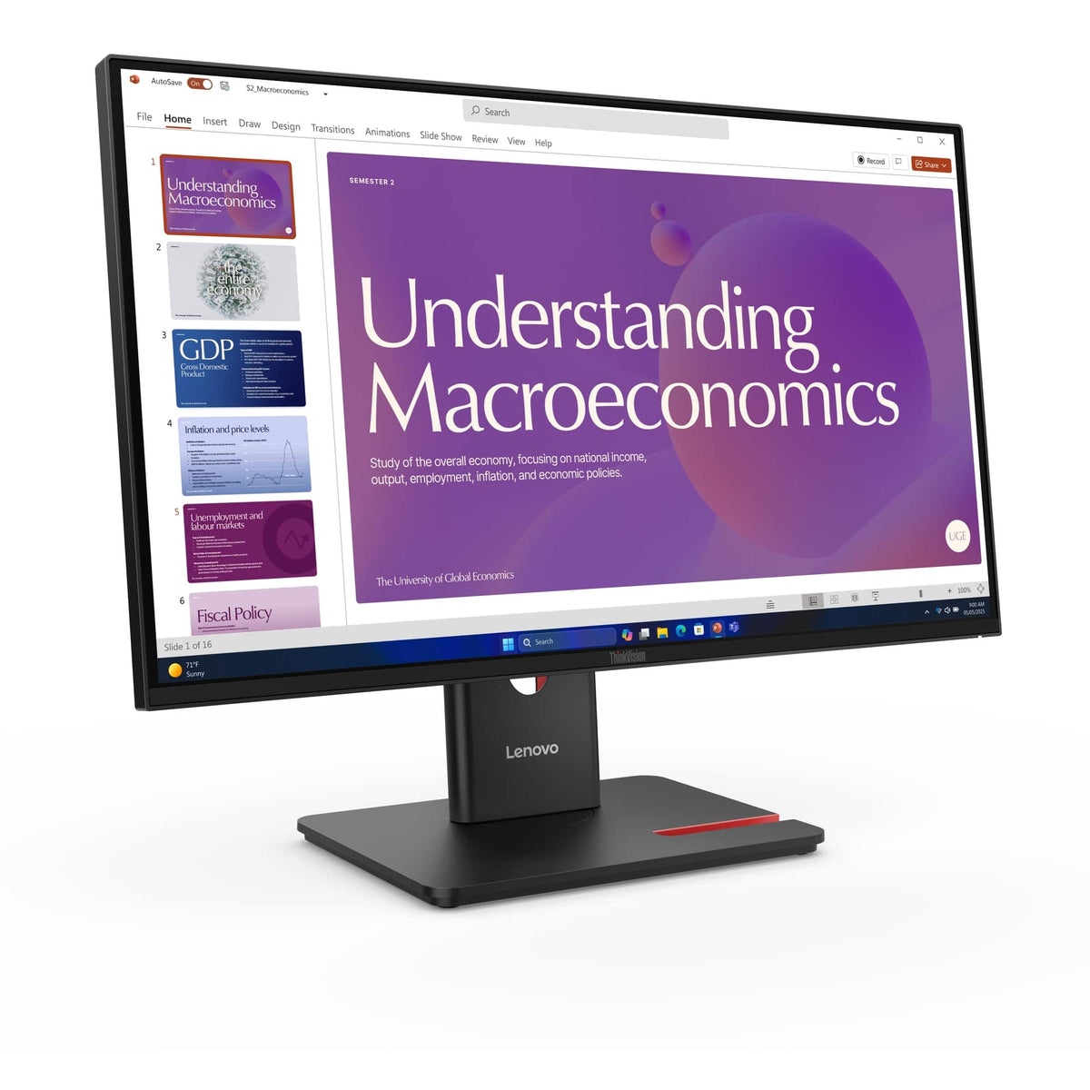 Lenovo - ThinkVision 23.8" IPS LED FHD 48Hz-120Hz Monitor (HDMI, USB, DP) w/Speakers - Eclipse Black