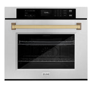 ZLINE - 30 in. Autograph Wall Oven w/ Air Fry w/ Bronze Handle - Satin Stainless Steel