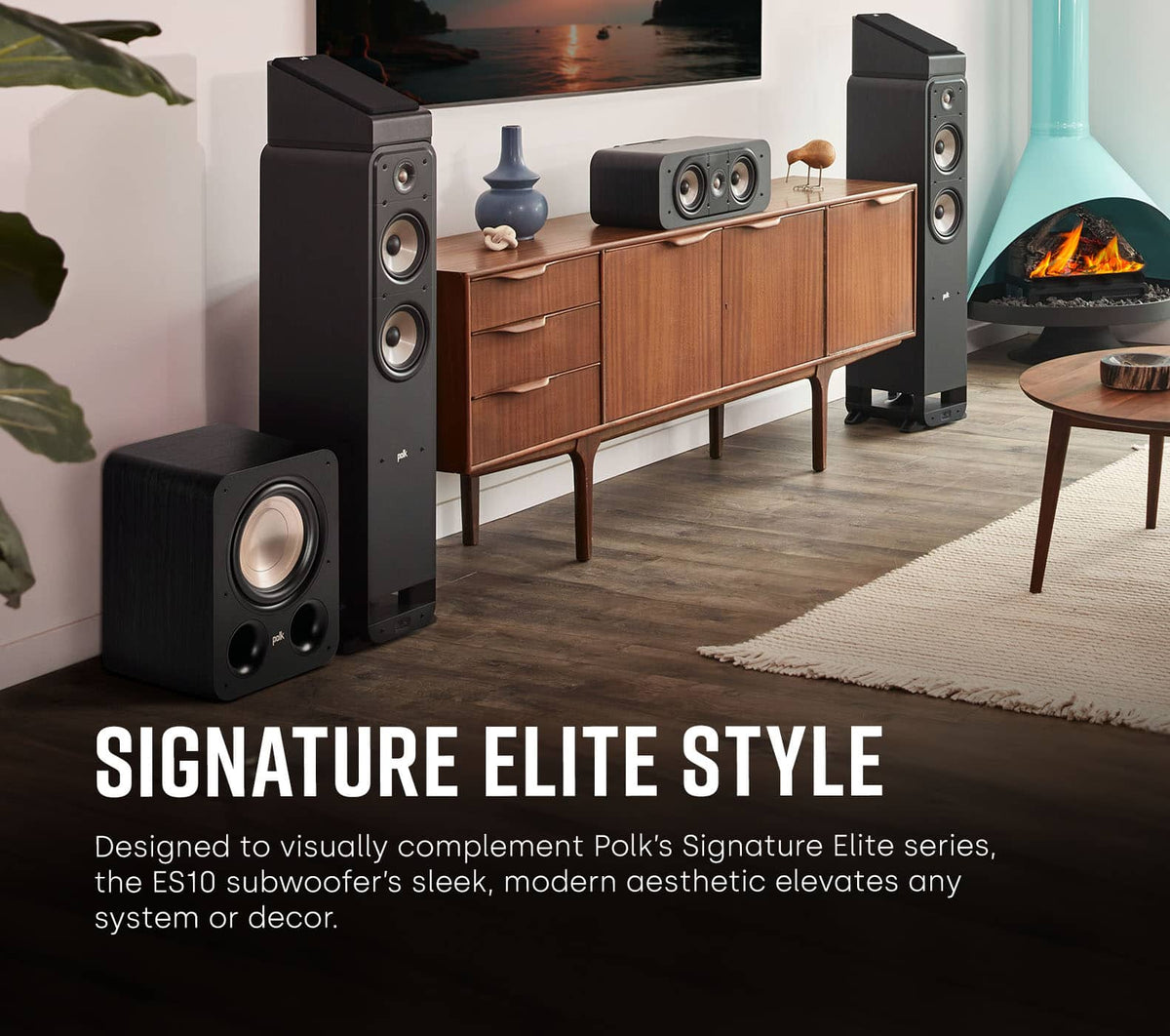 Polk Audio - Signature Elite Series 10” 200W Powered Subwoofer - Black