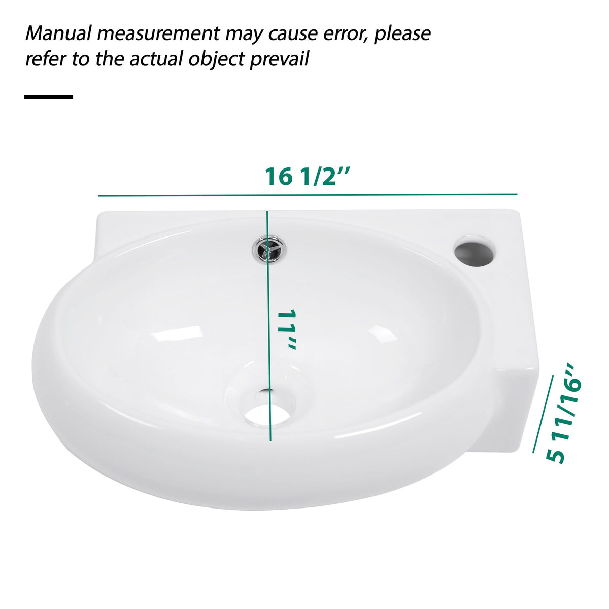 Modern Aesthetic Rectangle Wall Mount Bathroom Sink With Single Faucet Hole
