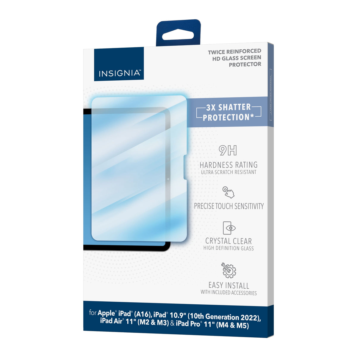 Insignia™ - Glass Screen Protector for iPad 10.9" (2022), iPad Air 11" (M2), iPad Pro 11" (M4), iPad 11 (A16), iPad Pro 11" (M5) - Clear