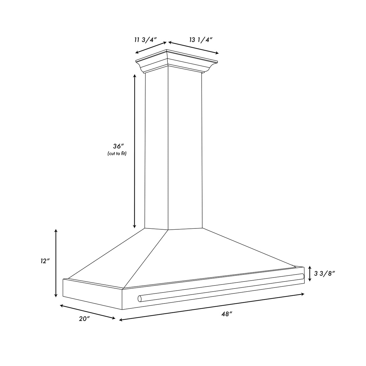 ZLINE - 48 inches - Convertible & Externally Vented - Wall Range Hood - Black Stainless Steel
