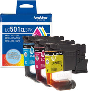 Brother - Genuine LC501XL3PK 3-Pack High Yield Color Ink Cartridges - Cyan/Magenta/Yellow