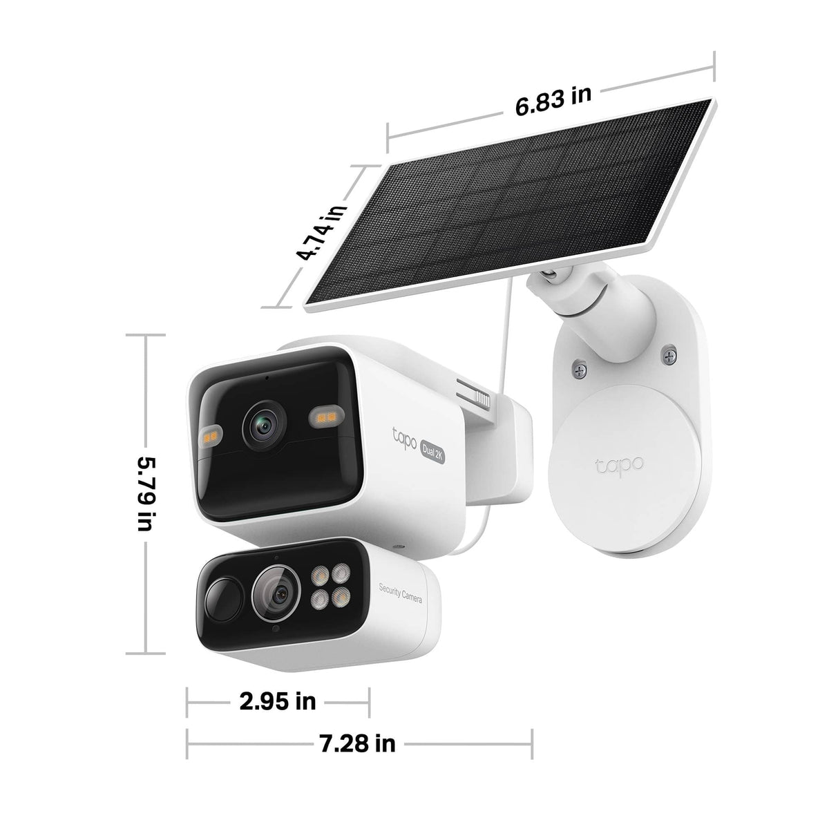 TP-Link - Tapo Wireless Dual-Camera Security, Pan-Tilt, 360° Viewing, 2K Crystal-Clear Video, Solar Charged - No Monthly Fee - White