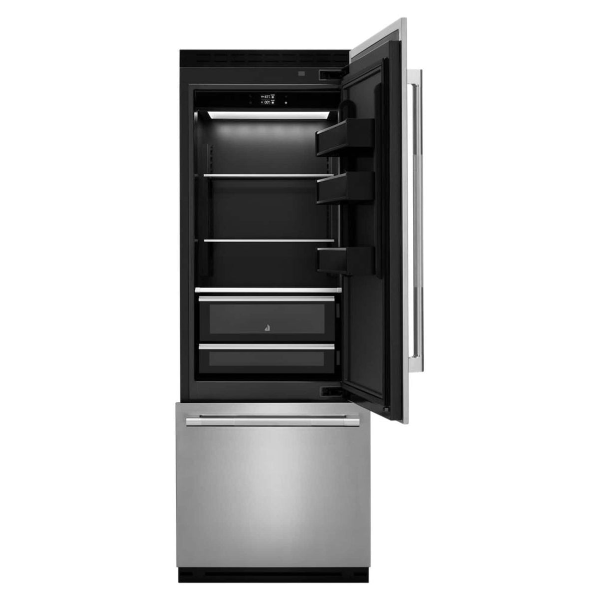 JennAir - 30 in. Wide 16.27 Cu. Ft. Bottom-Freezer Refrigerator with Daring Obsidian Finish Interior - Custom Panel Ready