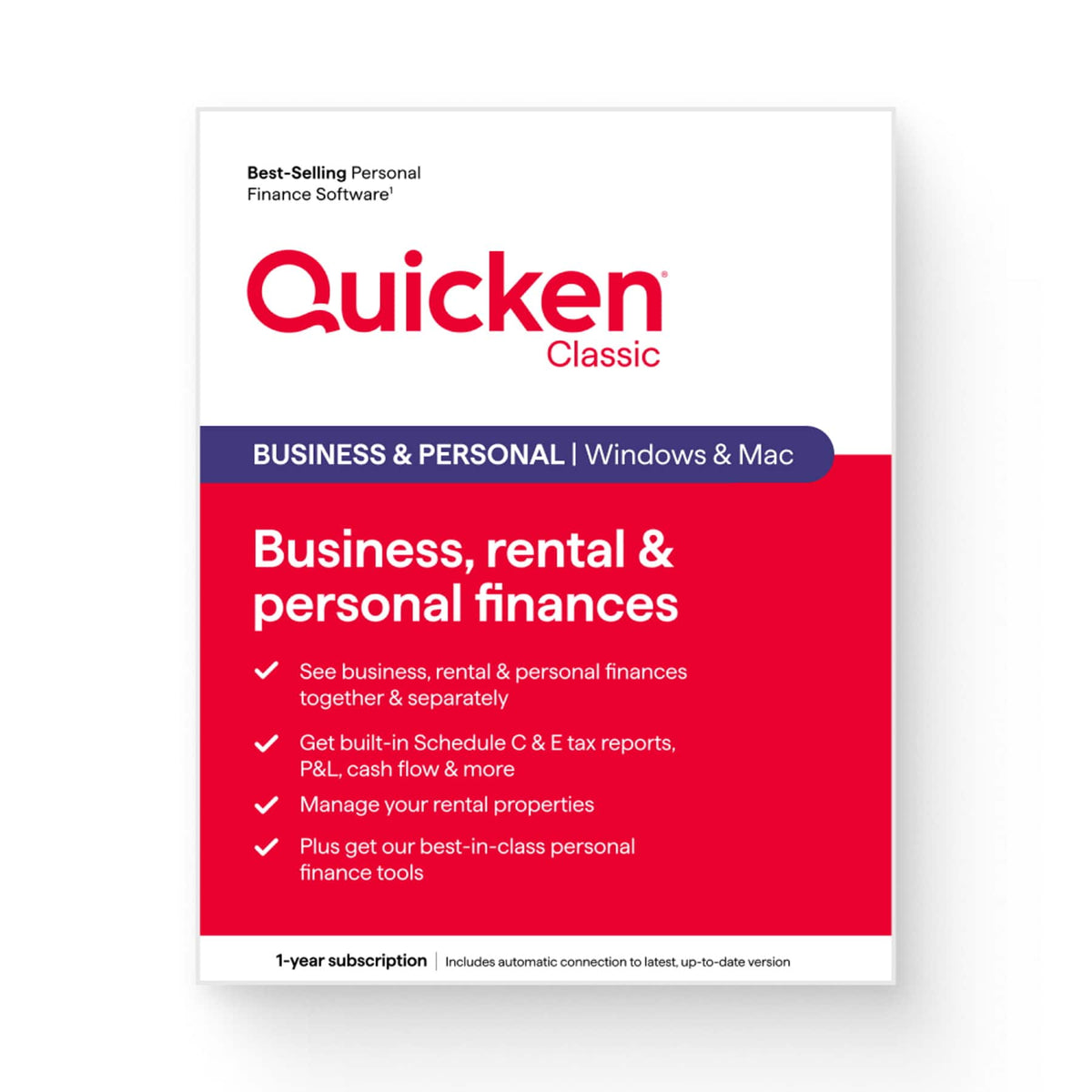 Quicken - Classic Business and Personal 1-Year Subscription - Mac OS, Windows, Android, Apple iOS