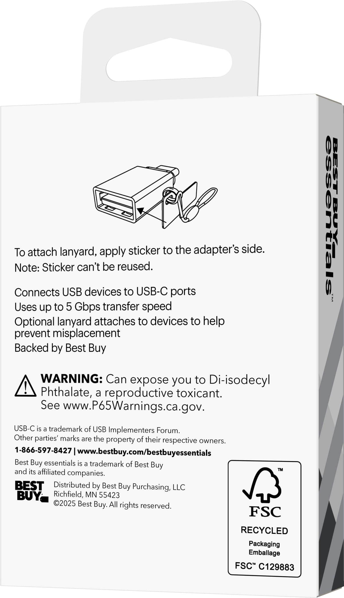 Best Buy essentials™ - USB-C Male to USB Female Adapter (2-Pack) - Black