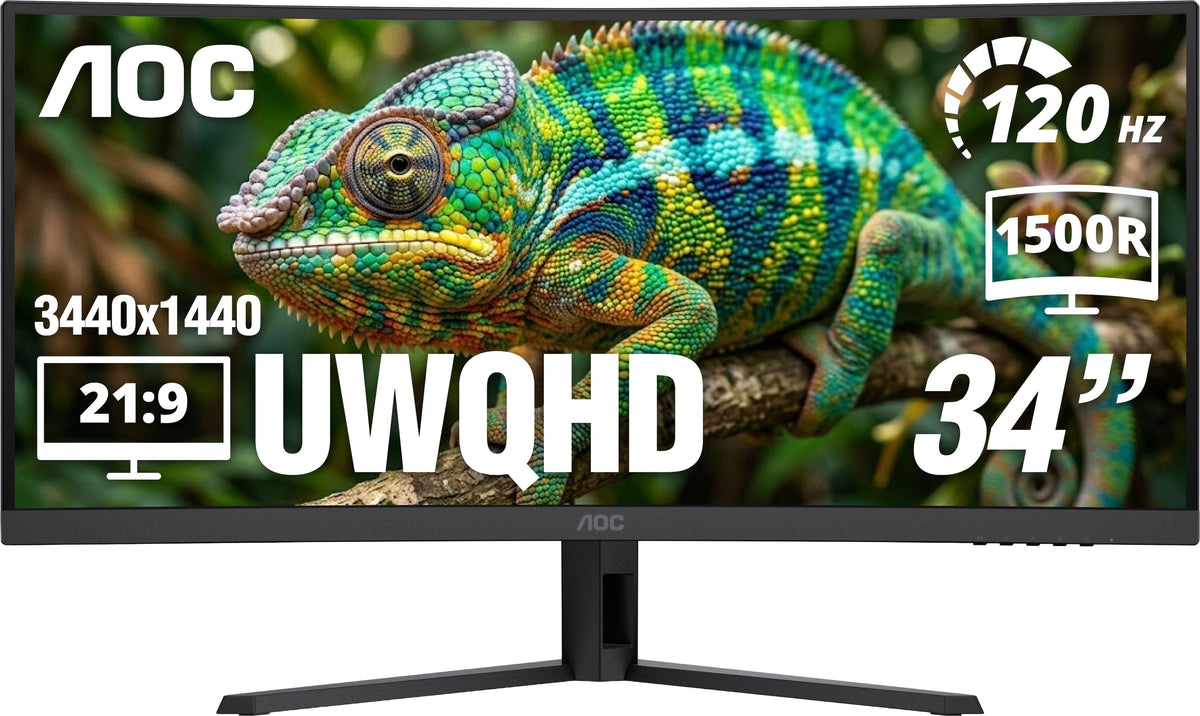 AOC - CU34B3E 34" UltraWide Curved VA Panel, LED, WQHD Monitor - Black
