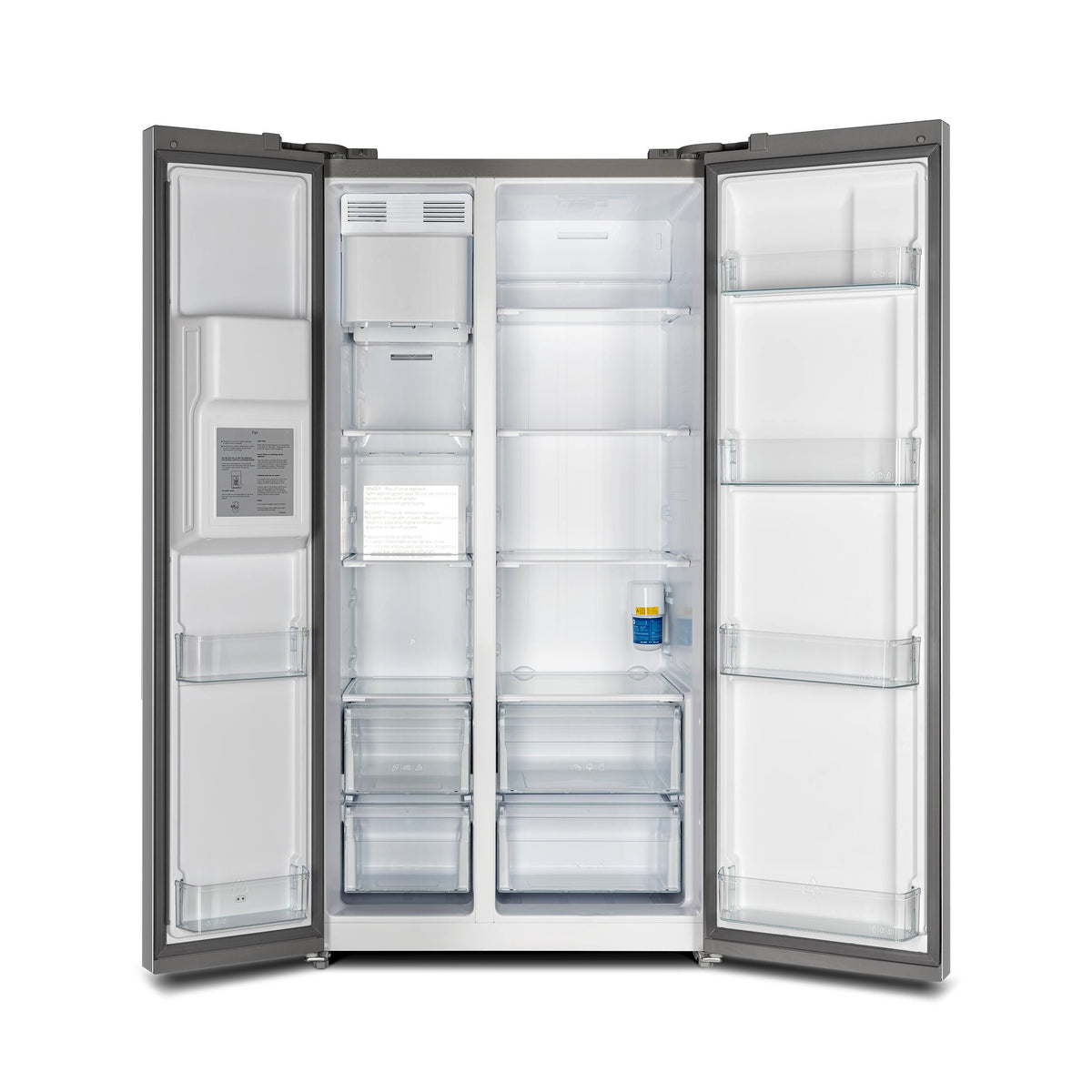 Forno Appliances - 36 in. Wide Salerno 20 Cu. Ft. Side-by-Side Refrigerator with Extendable Decorative Trim Grill - Stainless Steel