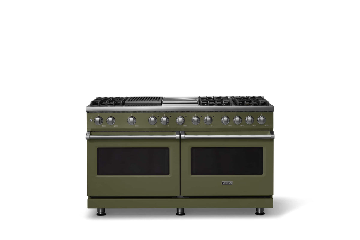 Viking - 60"W. 8 Burner Pro 5 Series 9.4 Cu. Ft. Freestanding Sealed 8 Burner Dual Fuel Convection Range/Griddle/Grill - Martini