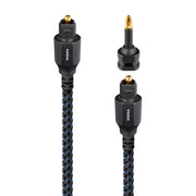 AudioQuest - Vodka Optical 4.9' Digital Toslink Fiber-Optic Cable + Mini-Adaptor with Toslink to Toslink Connectors - Blue on Black