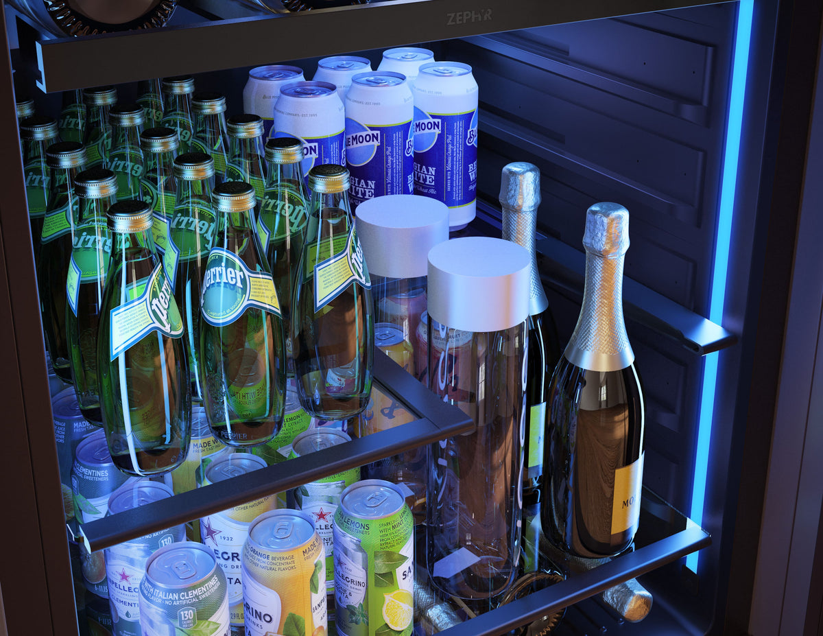 Zephyr - Presrv 24 in. 7-Bottle and 108-Can Single Zone Panel-Ready Beverage Cooler - Panel Ready + Glass