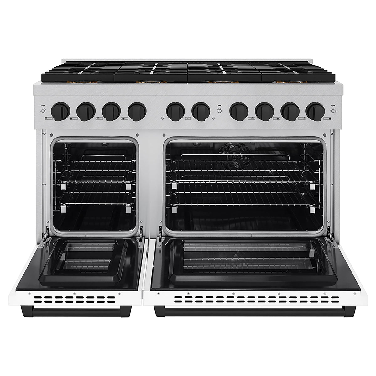 ZLINE - 48 in. Wide 8 Burner Autograph 6.7 cu. ft. Freestanding Paramount Dual Fuel DuoPro Range with White & Black Accents - White Matte