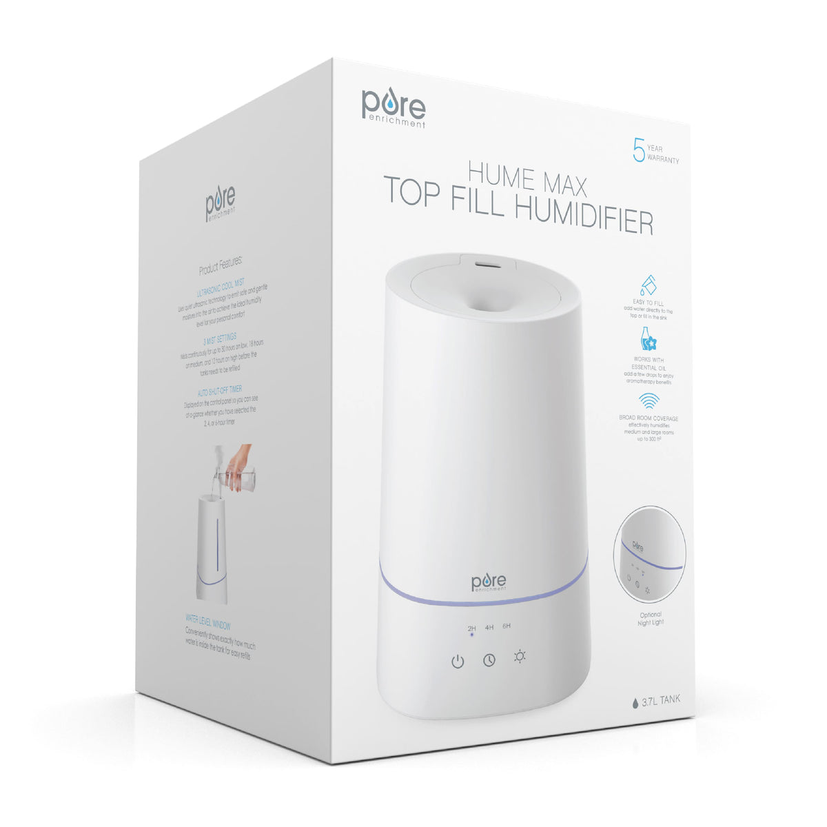 Pure Enrichment - HUME Max - 1 Gallon Easy Top Fill Ultrasonic Cool Mist Humidifier - White