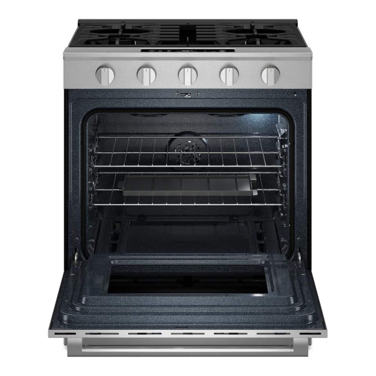 Maytag - 30 in. Wide 5 burners 5.0 cu. ft. Slide-In Gas Range with Grill Mode and No Preheat Air Fry - Stainless Steel