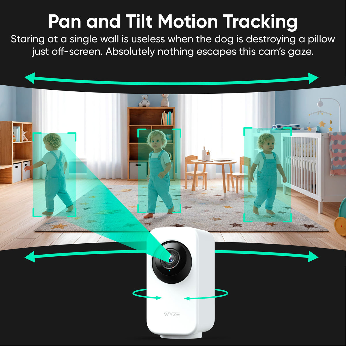 Wyze - Indoor Cam Pan 2K Indoor Pan/Tilt Wired Security Camera with Motion Tracking, Color Night Vision and 2-Way Audio - White