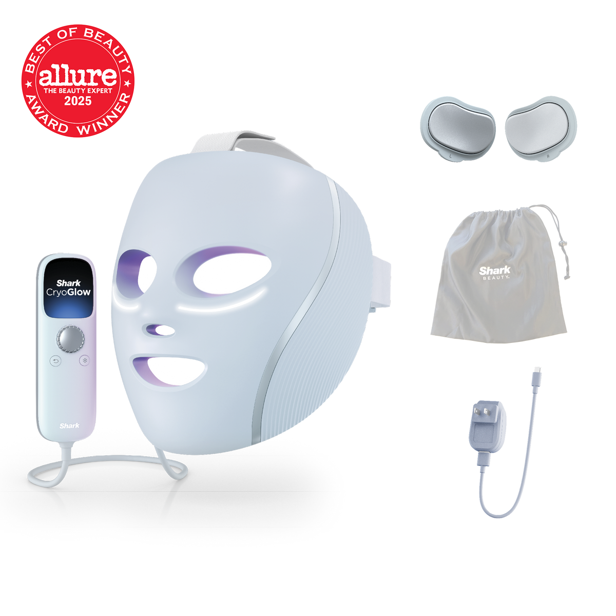 Shark - CryoGlow Under- Eye Cooling + LED Anti-Aging & Skin Clearing Face Mask - Blue Frost