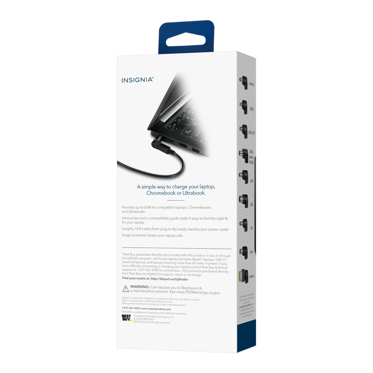 Insignia™ - Universal 65W Laptop Charger - Black