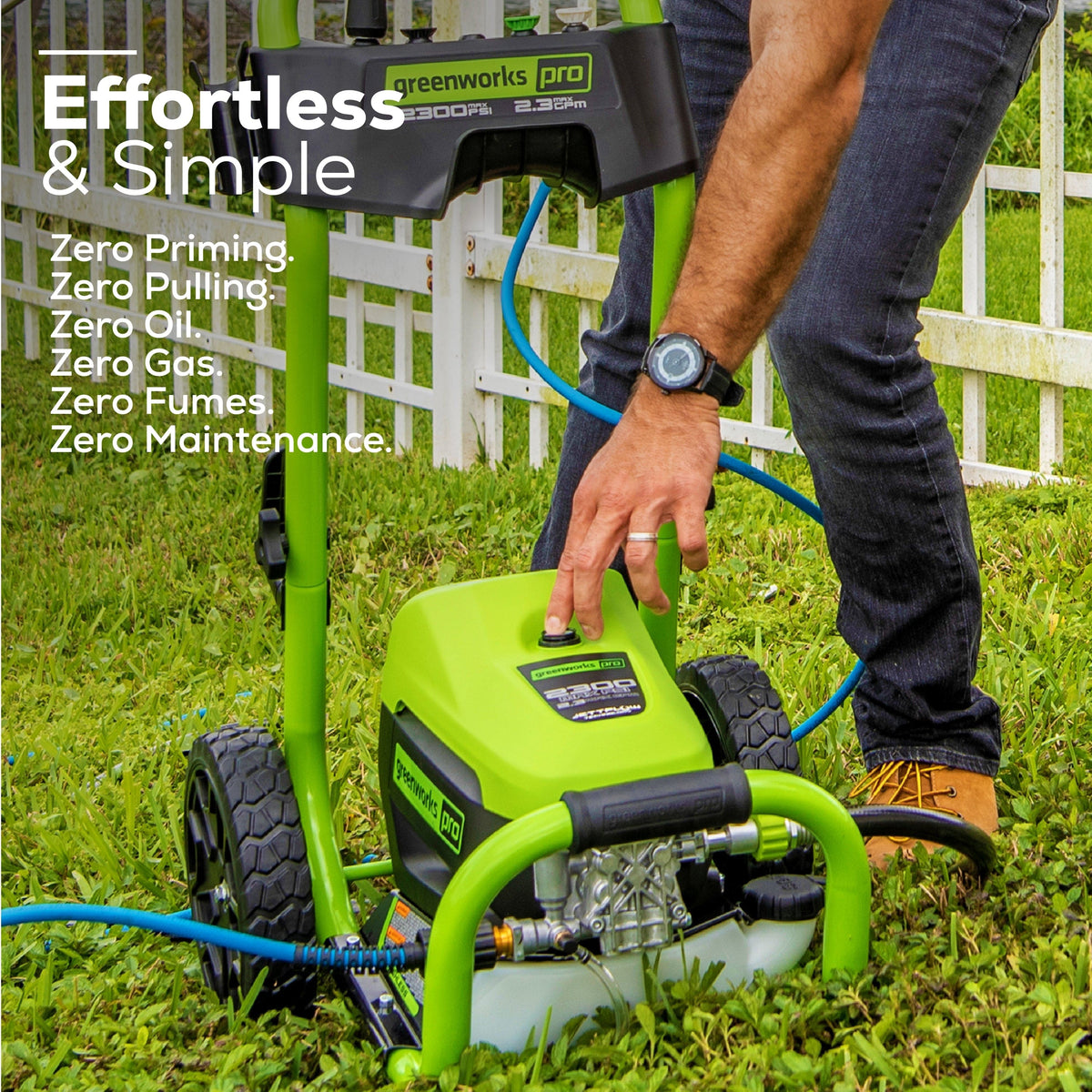 Greenworks - Pro Electric Pressure Washer up to 2300 PSI at 1.2 GPM - Green