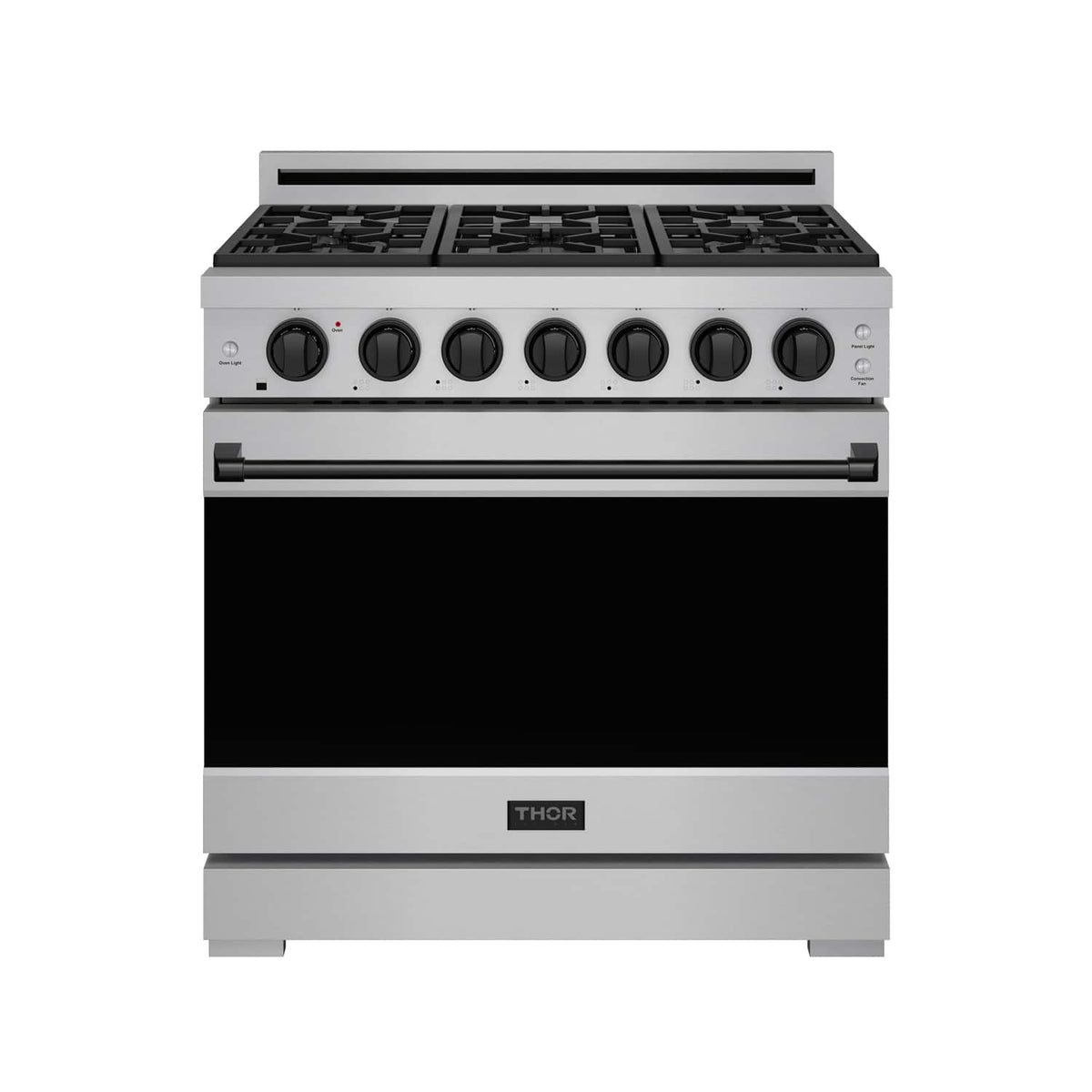 36 in. Wide 6 Burner Gordon Ramsay Series by Thor Kitchen 6.0 Cu. Ft Freestanding Gas Range with Black Hardware - Stainless Steel