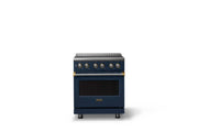 Viking - 30 in. Wide 4 Elements Pro 5 Series 4.7 Cu.Ft. Freestanding Electric Convection Range - w. Brushed Brass Trim - Slate Blue