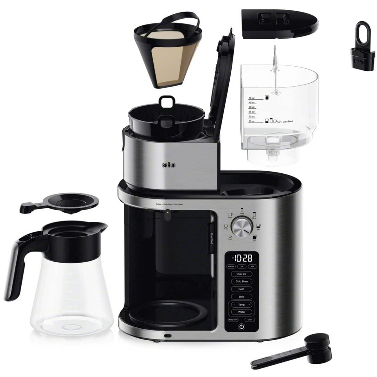 Nespresso - MultiServe Plus 10- Cup Pod Free Drip Coffee Maker, 7 Brew Sizes / Hot & Cold Brew & Hot Water for Tea - Stainless Steel