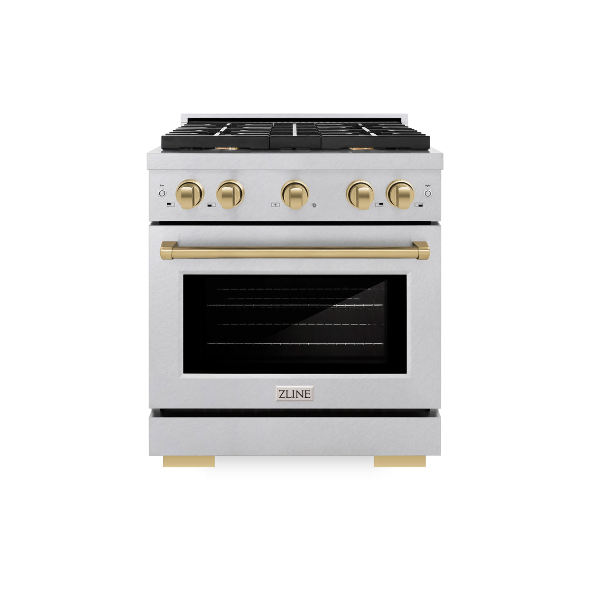 30 in. Wide 4 Burner ZLINE Autograph Paramount Satin Steel Gas Range with Bronze Accents (SGRSZ-30-CB) - Stainless Steel