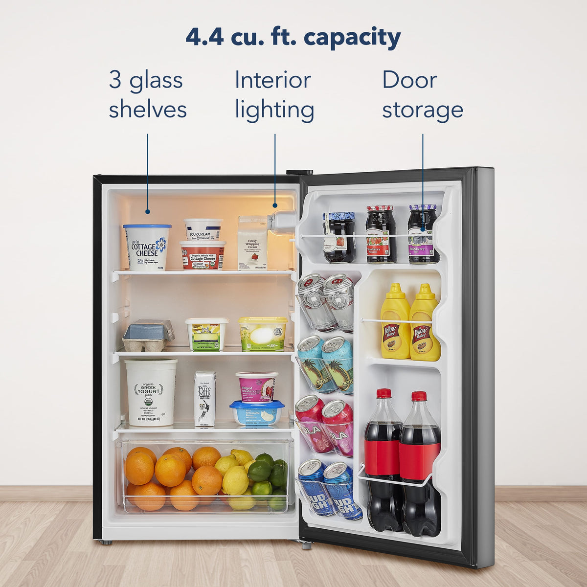 Insignia™ - 4.4 Cu. Ft. Mini Fridge with Door Storage and ENERGY STAR Certification - Stainless Steel