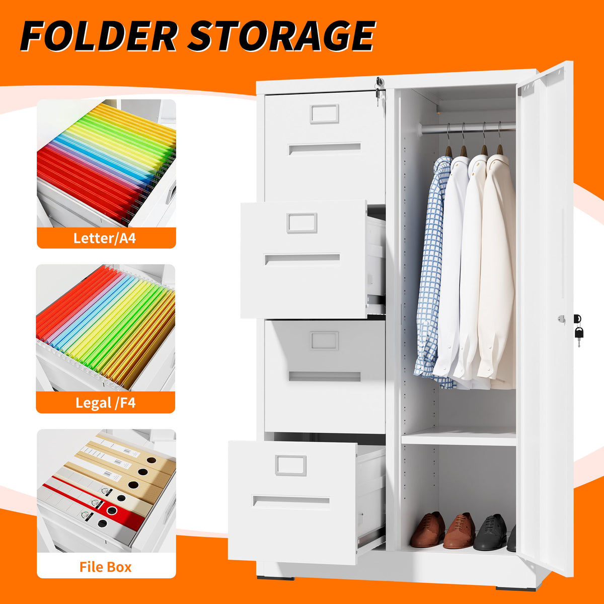 Archivador vertical con cerradura