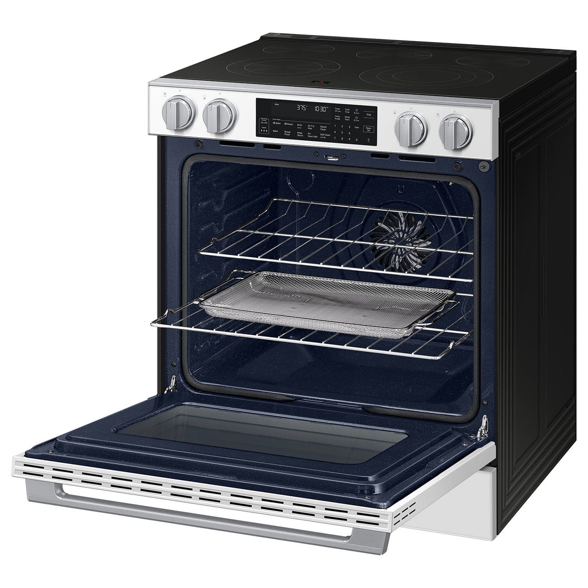 Samsung - 30 in. Wide 4 Burner 6.3 cu. ft. Bespoke Smart Slide-In Electric Range with Illuminated Precision Knobs - White Glass
