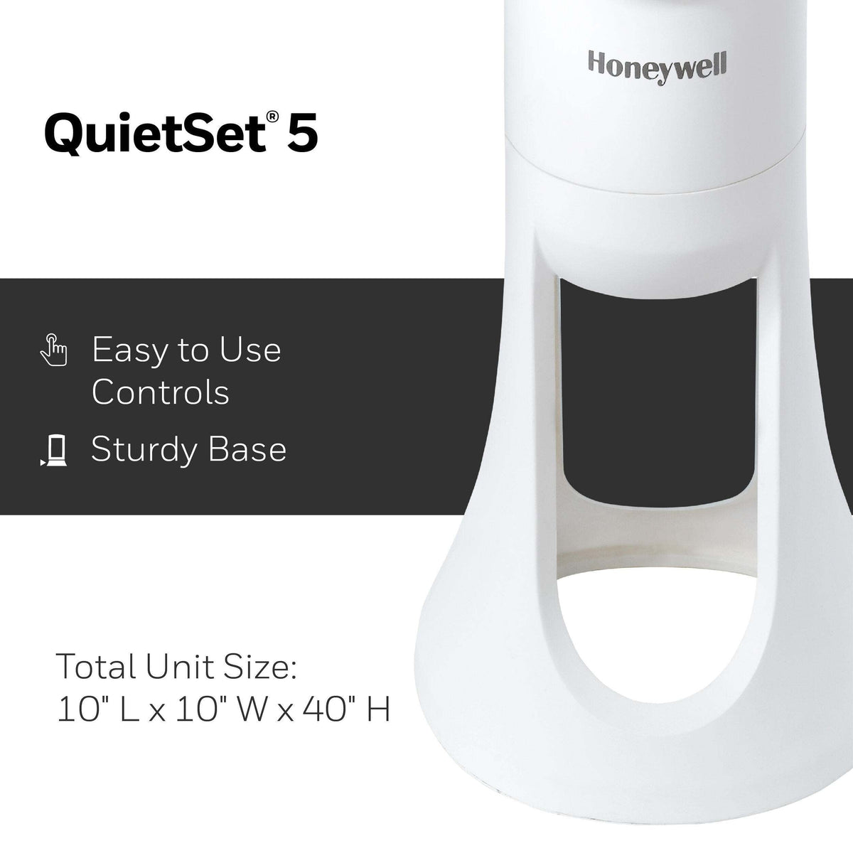 Honeywell - QuietSet 5-Speed Oscillating Tower Fan HYF260W - White