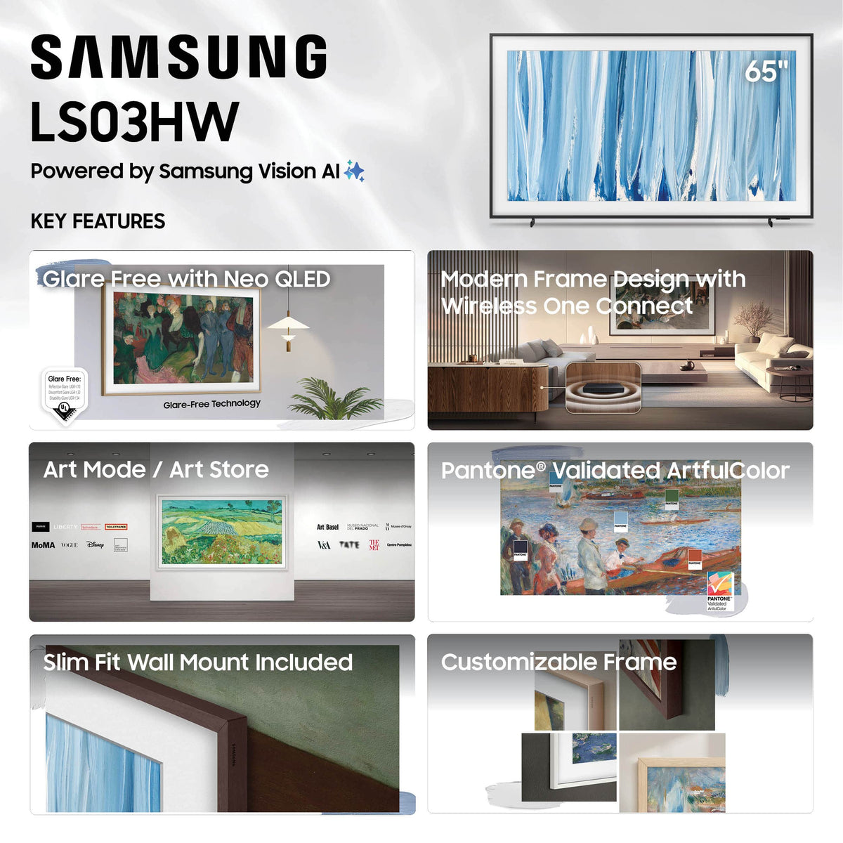 Samsung - 65” Class LS03HW Series The Frame Pro 4K UHD SamsungVision AI Smart Tizen TV (2026)