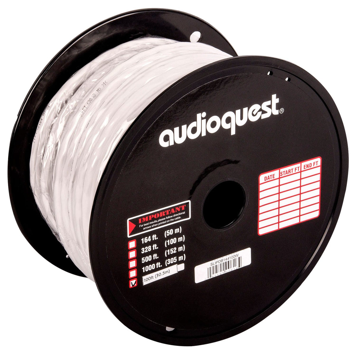 AudioQuest - SLiP/DB-14/4 - 100' CL3/FT4 In-Wall & Direct Burial Rated Bulk Speaker Cable - White/Silver Stripes
