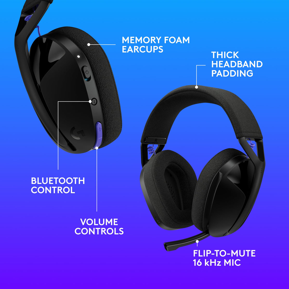Logitech - G321 LIGHTSPEED Wireless Over-the-EarBluetooth Gaming Headset for Windows, PS4, PS5, Nintendo Switch, Mobile - Black