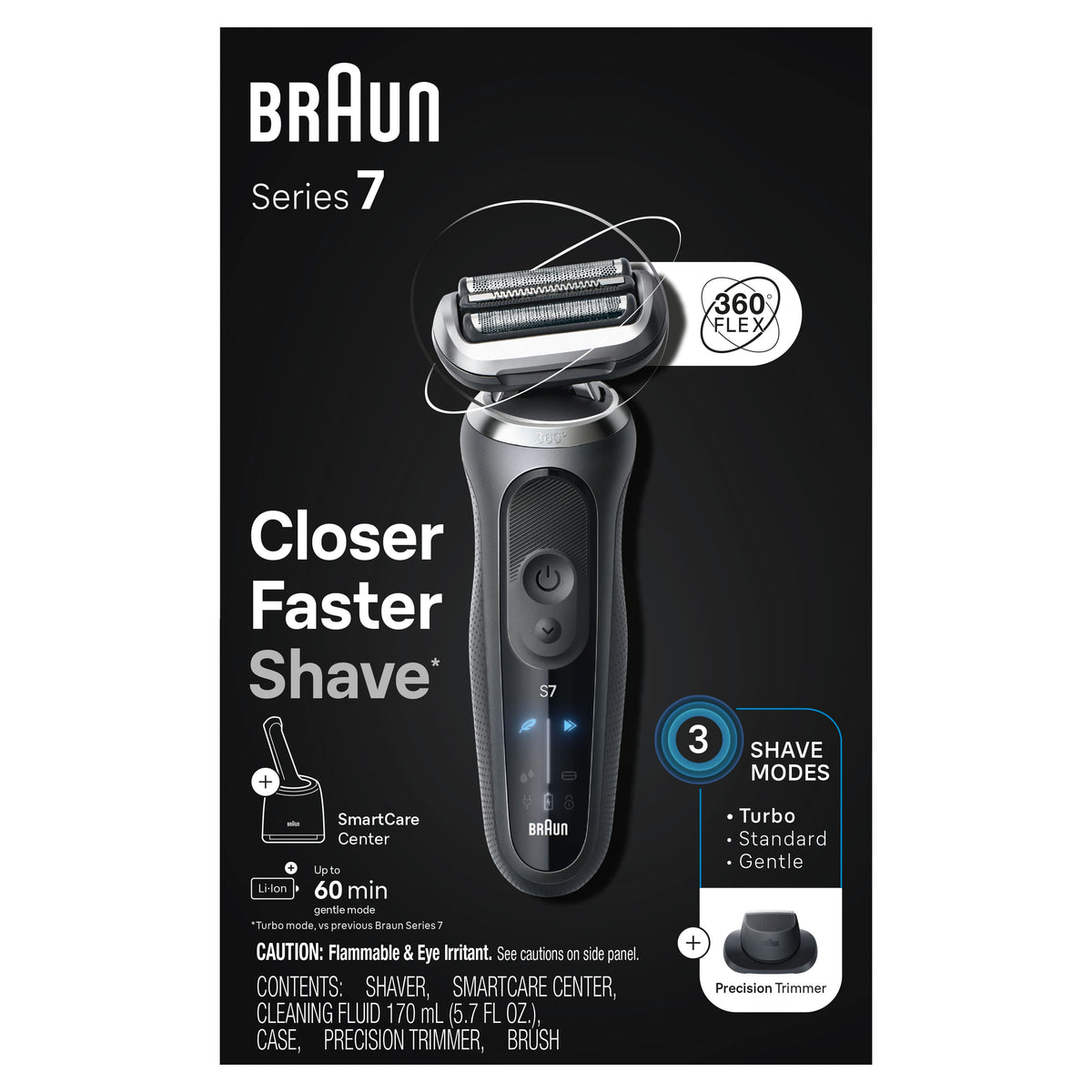 Braun - Series 7 Wet/Dry Electric Shaver with Smart Center - Gray