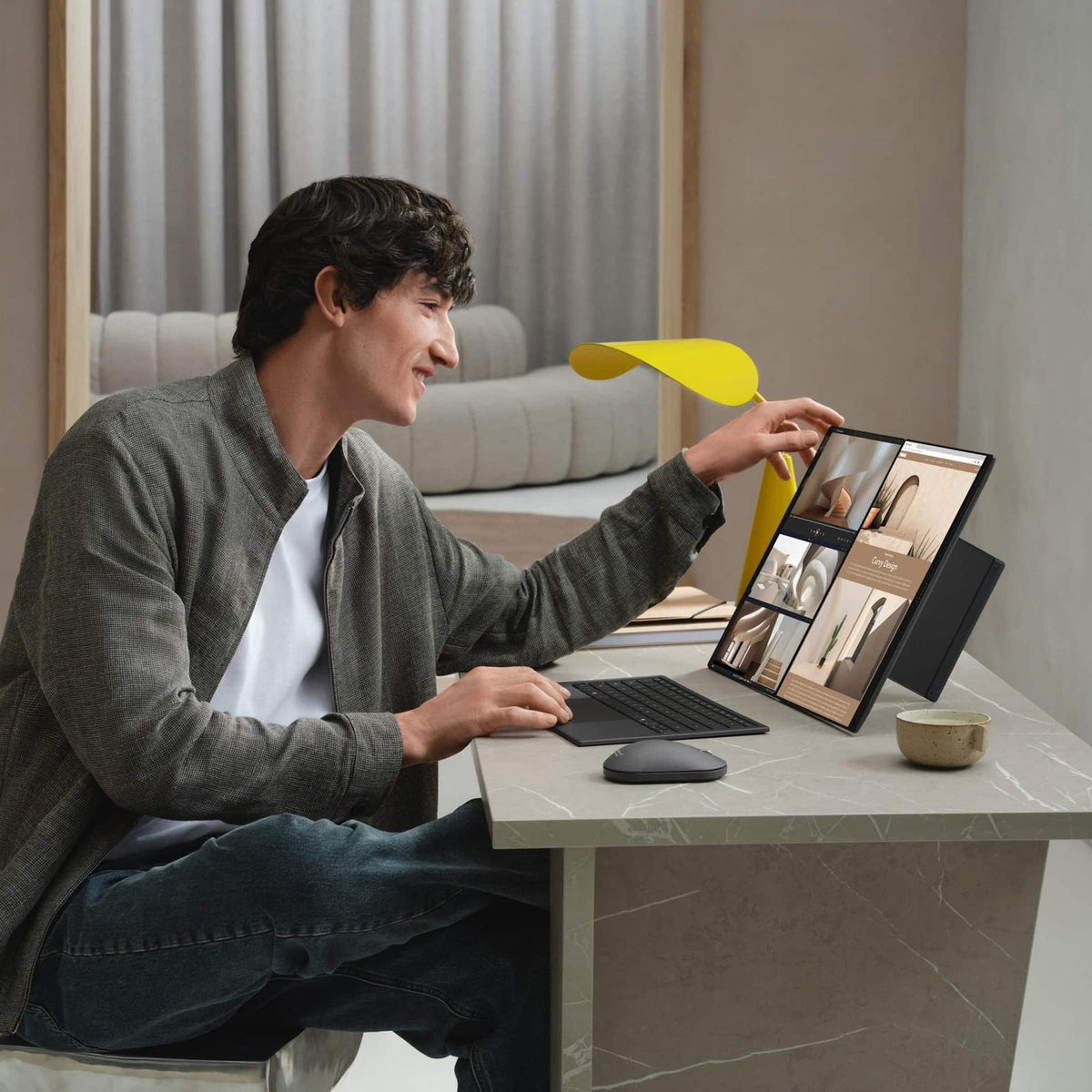 ASUS - Zenbook Duo Dual 14" 3K OLED Touch Laptop - Intel Core Ultra 9 386H - 32GB Memory - 1TB SSD - Moher Gray