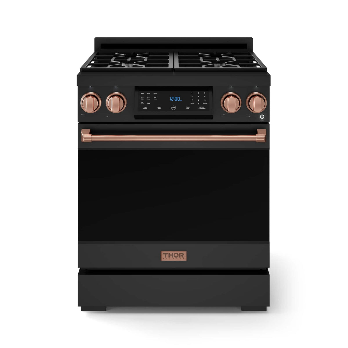 30 in. Wide 4 burner Gordon Ramsay Series by Thor Kitchen 4.55 Cu. Ft Freestanding LP Gas Range with Rose Gold Hardware - Black