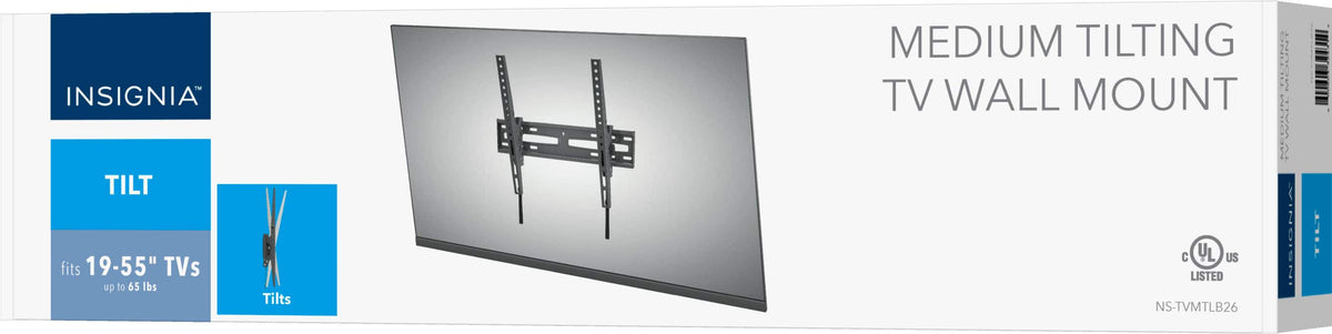 Insignia™ - Tilting TV Wall Mount for Most 19–55" TVs, Up to 65 lbs - Black