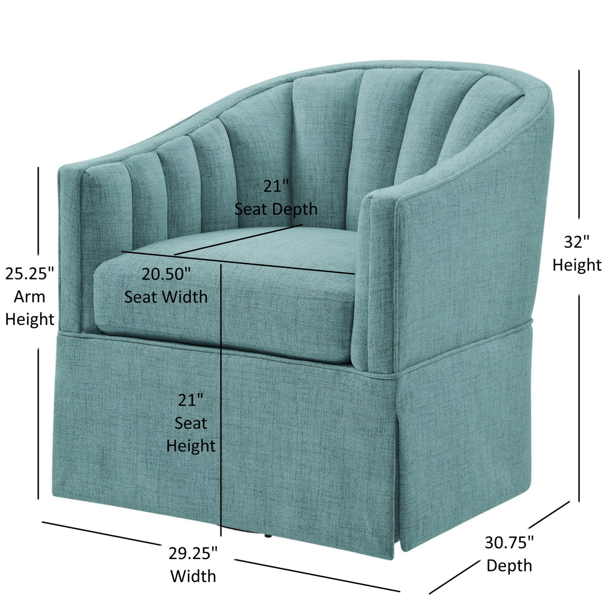 Solitude - Skirted Swivel Accent Chair With Hemp Like