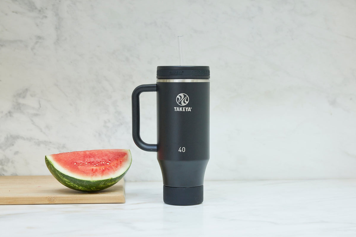 Takeya - 40-oz. Straw Tumbler with Handle - Onyx