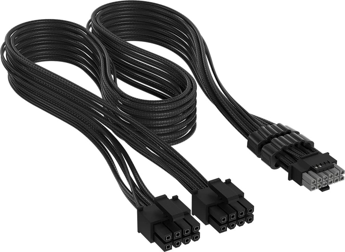 CORSAIR - 2' Elite Premium Individually Sleeved, 2x 8-Pin to PCIe 12V-2x6 600W Cable, Type 4 - Black