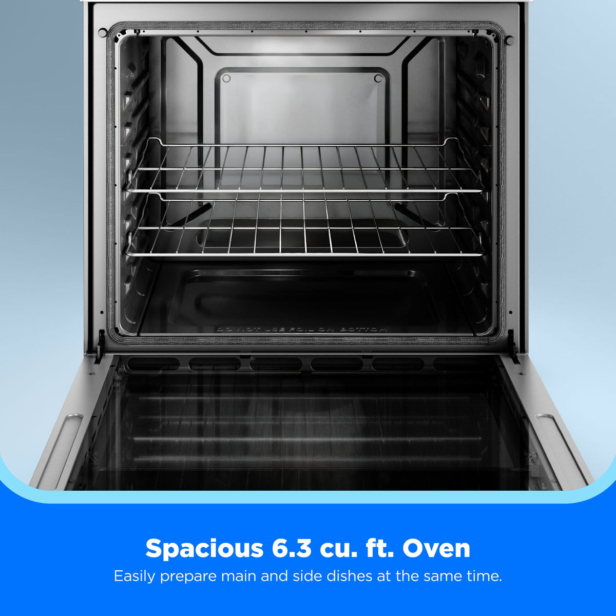 Midea - 6.3 cu. ft. 4-Element 30" Freestanding Electric Range with Steam Clean, Hidden Bake Element - Stainless Steel