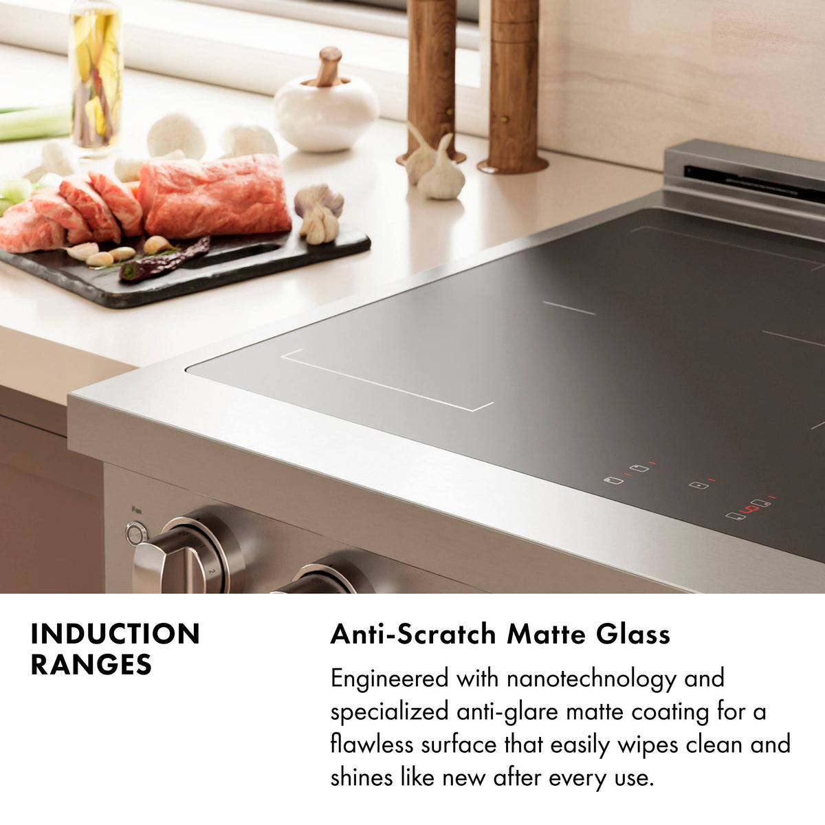 ZLINE - 36 in. Wide 5 Elements Autograph 5.2 cu. ft. Paramount Freestanding Induction Range with Electric Oven w/ Bronze Accents - Stainless Steel