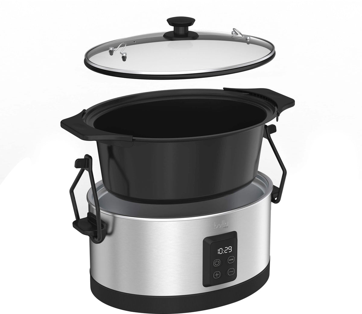 bella PRO - 7-qt. Programmable Slow Cooker with Searing Function - Stainless Steel